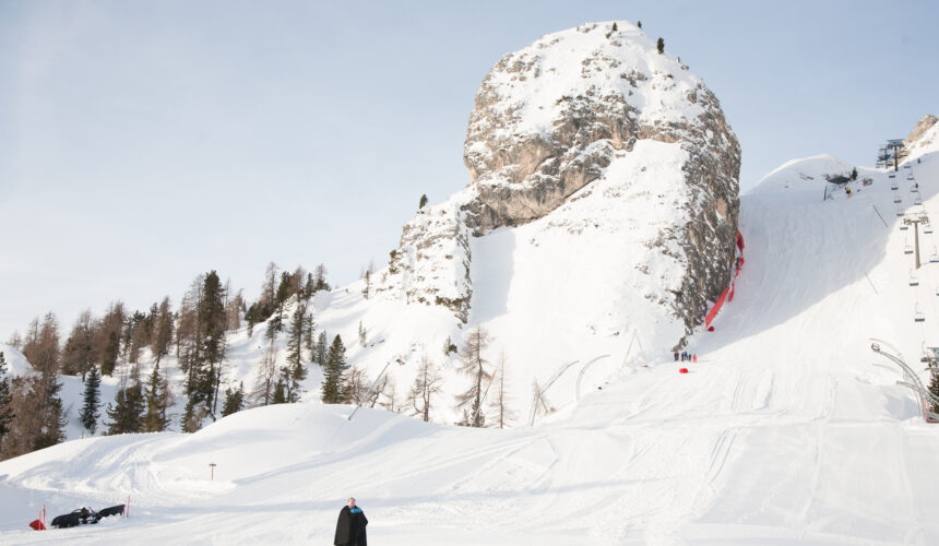 Tenore sullo Schuss finale delle Tofane di Cortina d'Ampezzo